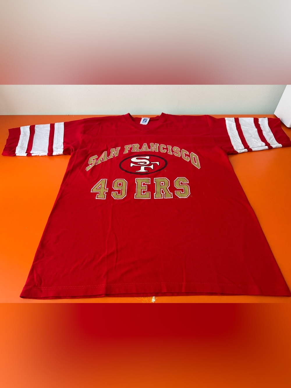 Vintage Logo 7 1993 San Francisco 49ers Jersey T-Shirt Size L
